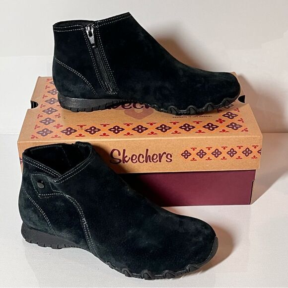 Skechers Bikers Lite Good Mood Suede Ankle Boots - Picture 4 of 7